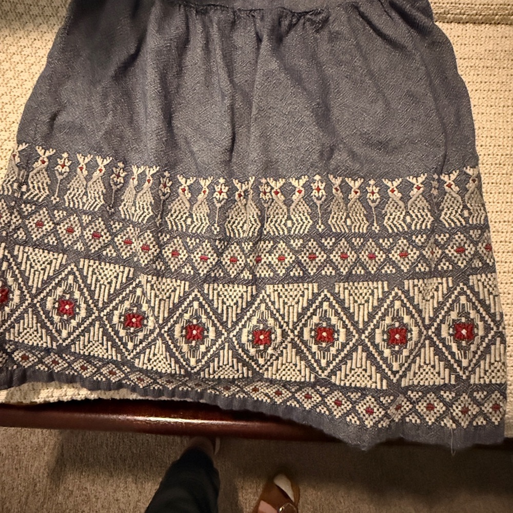 Lucky Brand Blue and White Embroidered Mini Skirt